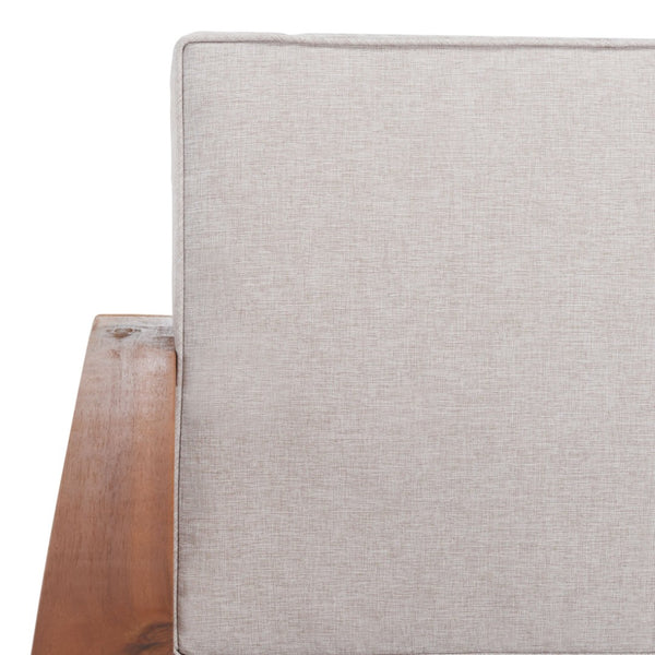 Safavieh FINNICK Outdoor Bench - Timeless 1920s Garden Charm with Plush Cushions for Stylish Comfort & Durability Natural / Light Grey PAT7303E
