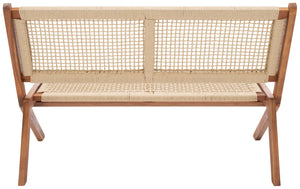 Safavieh KOBINA Outdoor Bench - Modern Sculpted Design with Durable Folding Frame for Stylish Patio Seating Natural / Natural PAT7304A