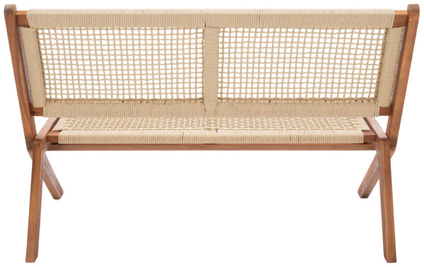 Safavieh KOBINA Outdoor Bench - Modern Sculpted Design with Durable Folding Frame for Stylish Patio Seating Natural / Natural PAT7304A