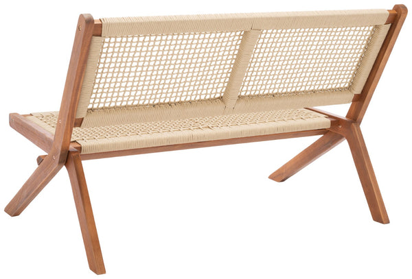 Safavieh KOBINA Outdoor Bench - Modern Sculpted Design with Durable Folding Frame for Stylish Patio Seating Natural / Natural PAT7304A