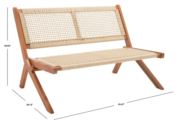Safavieh KOBINA Outdoor Bench - Modern Sculpted Design with Durable Folding Frame for Stylish Patio Seating Natural / Natural PAT7304A