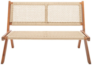 Safavieh KOBINA Outdoor Bench - Modern Sculpted Design with Durable Folding Frame for Stylish Patio Seating Natural / Natural PAT7304A