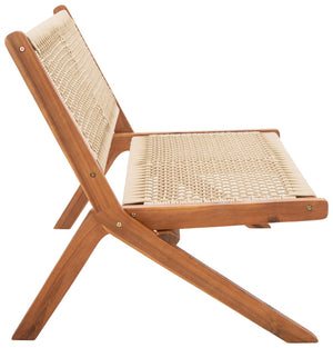 Safavieh KOBINA Outdoor Bench - Modern Sculpted Design with Durable Folding Frame for Stylish Patio Seating Natural / Natural PAT7304A