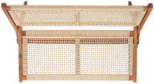Safavieh KOBINA Outdoor Bench - Modern Sculpted Design with Durable Folding Frame for Stylish Patio Seating Natural / Natural PAT7304A