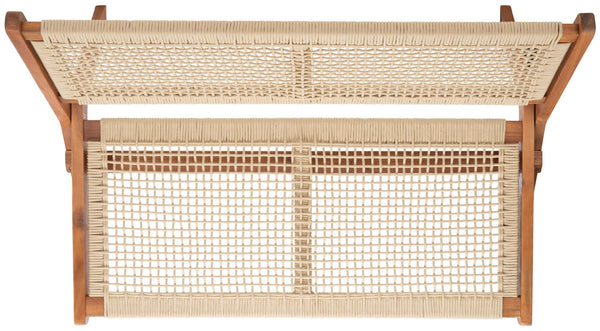 Safavieh KOBINA Outdoor Bench - Modern Sculpted Design with Durable Folding Frame for Stylish Patio Seating Natural / Natural PAT7304A