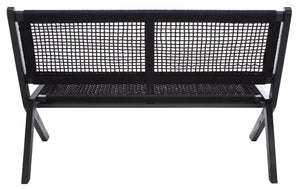 Safavieh KOBINA Outdoor Bench - Modern Sculpted Design with Durable Folding Frame for Stylish Patio Seating Black / Black PAT7304C