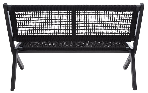 Safavieh KOBINA Outdoor Bench - Modern Sculpted Design with Durable Folding Frame for Stylish Patio Seating Black / Black PAT7304C