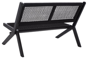 Safavieh KOBINA Outdoor Bench - Modern Sculpted Design with Durable Folding Frame for Stylish Patio Seating Black / Black PAT7304C