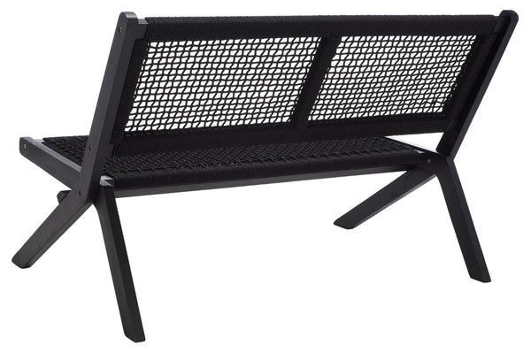 Safavieh KOBINA Outdoor Bench - Modern Sculpted Design with Durable Folding Frame for Stylish Patio Seating Black / Black PAT7304C