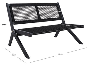 Safavieh KOBINA Outdoor Bench - Modern Sculpted Design with Durable Folding Frame for Stylish Patio Seating Black / Black PAT7304C
