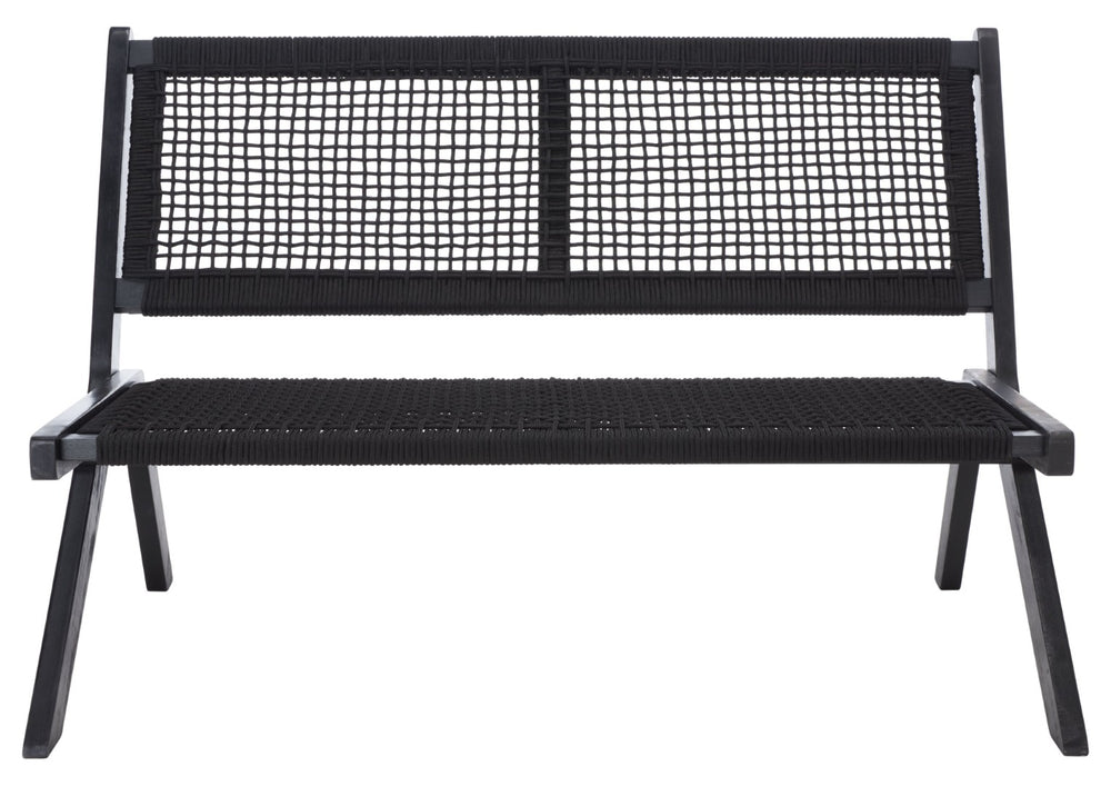 Safavieh KOBINA Outdoor Bench - Modern Sculpted Design with Durable Folding Frame for Stylish Patio Seating Black / Black PAT7304C