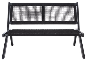 Safavieh KOBINA Outdoor Bench - Modern Sculpted Design with Durable Folding Frame for Stylish Patio Seating Black / Black PAT7304C