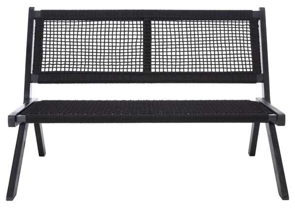 Safavieh KOBINA Outdoor Bench - Modern Sculpted Design with Durable Folding Frame for Stylish Patio Seating Black / Black PAT7304C