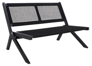 Safavieh KOBINA Outdoor Bench - Modern Sculpted Design with Durable Folding Frame for Stylish Patio Seating Black / Black PAT7304C