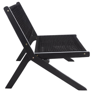 Safavieh KOBINA Outdoor Bench - Modern Sculpted Design with Durable Folding Frame for Stylish Patio Seating Black / Black PAT7304C
