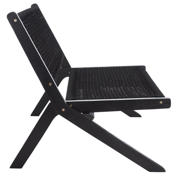 Safavieh KOBINA Outdoor Bench - Modern Sculpted Design with Durable Folding Frame for Stylish Patio Seating Black / Black PAT7304C