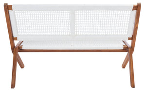 Safavieh KOBINA Outdoor Bench - Modern Sculpted Design with Durable Folding Frame for Stylish Patio Seating Natural / White PAT7304D