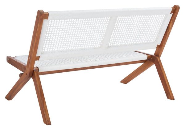 Safavieh KOBINA Outdoor Bench - Modern Sculpted Design with Durable Folding Frame for Stylish Patio Seating Natural / White PAT7304D