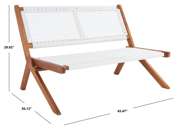 Safavieh KOBINA Outdoor Bench - Modern Sculpted Design with Durable Folding Frame for Stylish Patio Seating Natural / White PAT7304D