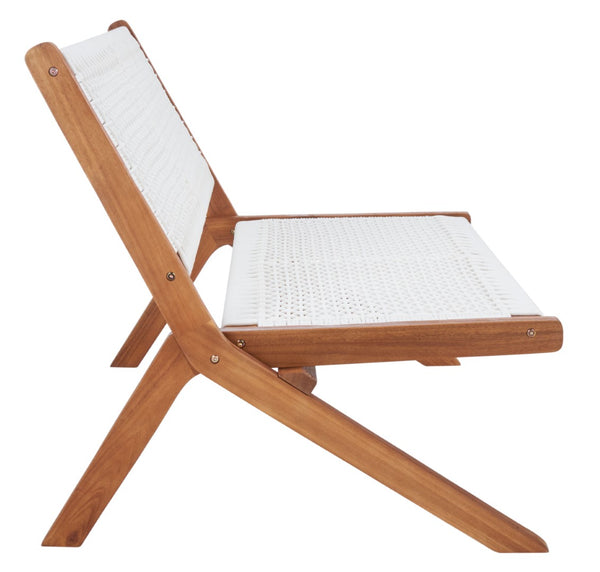 Safavieh KOBINA Outdoor Bench - Modern Sculpted Design with Durable Folding Frame for Stylish Patio Seating Natural / White PAT7304D