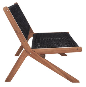 Safavieh KOBINA Outdoor Bench - Modern Sculpted Design with Durable Folding Frame for Stylish Patio Seating Natural / Black PAT7304E