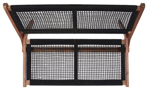 Safavieh KOBINA Outdoor Bench - Modern Sculpted Design with Durable Folding Frame for Stylish Patio Seating Natural / Black PAT7304E