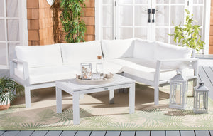 Safavieh Endelia Outdoor Living Set XII23 Grey Wood/Beige Cushion Galvanized Steel PAT7309B-2BX