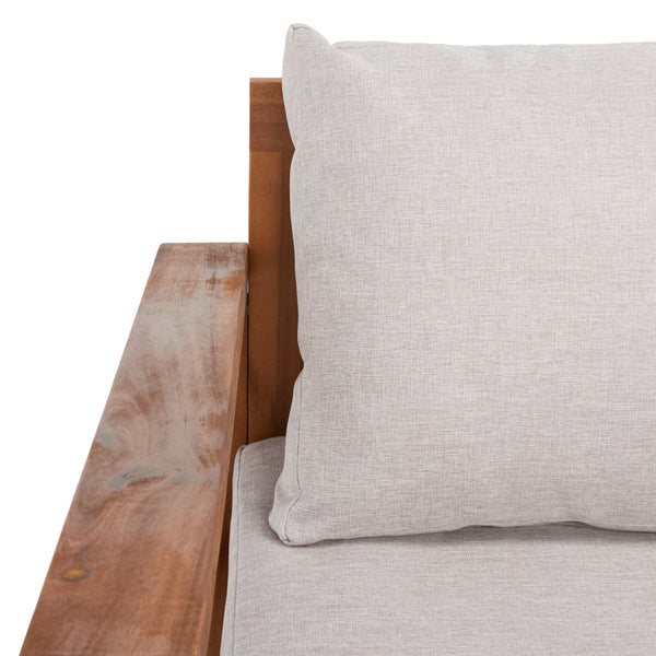 Safavieh Endelia Outdoor Living Set XII23 Natural Wood/Light Grey Cushion Galvanized Steel PAT7309E-2BX