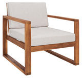 Safavieh Emiko 4 Piece Outdoor Living Set XII23 Natural Wood/Light Grey Cushion Galvanized Steel PAT7312E-2BX