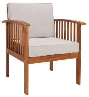 Safavieh Finnick 4 Piece Living Set XII23 Natural Wood/Light Grey Cushion Galvanized Steel PAT7313E-2BX