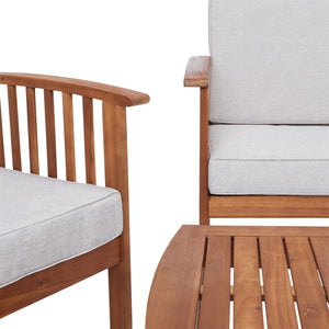 Safavieh Finnick 4 Piece Living Set XII23 Natural Wood/Light Grey Cushion Galvanized Steel PAT7313E-2BX