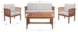 Safavieh Finnick 4 Piece Living Set XII23 Natural Wood/Light Grey Cushion Galvanized Steel PAT7313E-2BX
