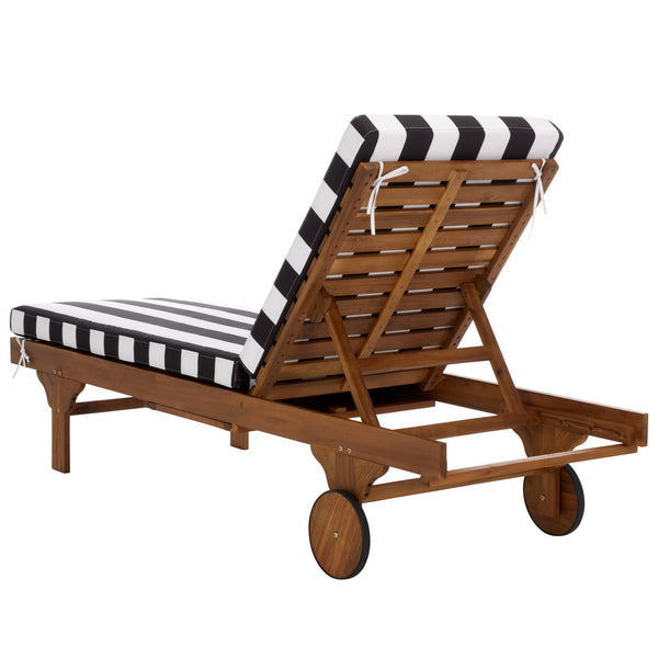 Safavieh Newport Lounge Chair - Stylish Black Stripe Design For Ultimate Comfort In Any Outdoor Space Natural ,Black Stripe Acacia ,Polyester,Foam Pat7316e