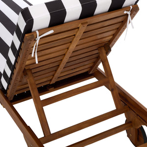 Safavieh Newport Lounge Chair - Stylish Black Stripe Design For Ultimate Comfort In Any Outdoor Space Natural ,Black Stripe Acacia ,Polyester,Foam Pat7316e