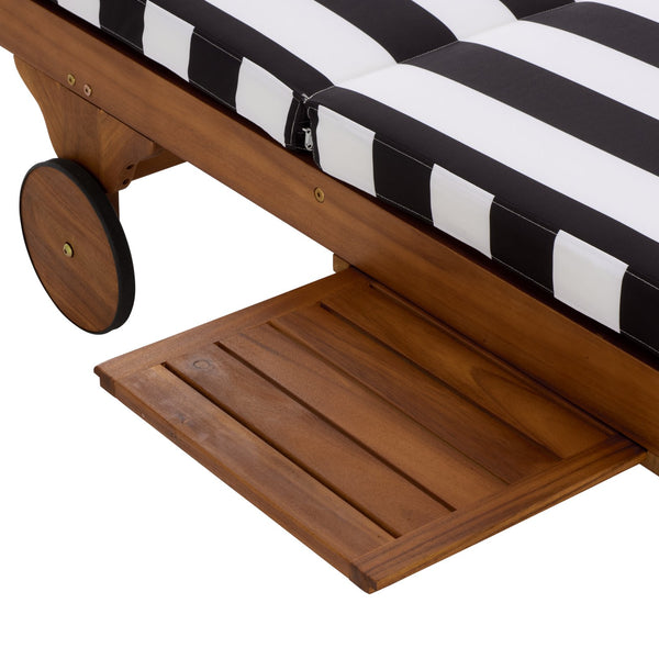 Safavieh Newport Lounge Chair - Stylish Black Stripe Design For Ultimate Comfort In Any Outdoor Space Natural ,Black Stripe Acacia ,Polyester,Foam Pat7316e