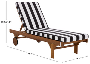 Safavieh Newport Lounge Chair - Stylish Black Stripe Design For Ultimate Comfort In Any Outdoor Space Natural ,Black Stripe Acacia ,Polyester,Foam Pat7316e