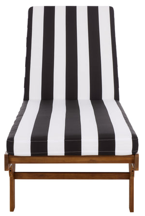 Safavieh Newport Lounge Chair - Stylish Black Stripe Design For Ultimate Comfort In Any Outdoor Space Natural ,Black Stripe Acacia ,Polyester,Foam Pat7316e