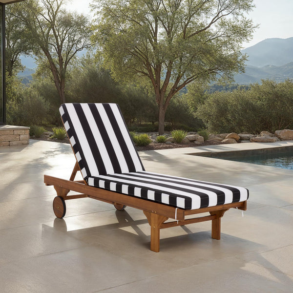 Safavieh Newport Lounge Chair - Stylish Black Stripe Design For Ultimate Comfort In Any Outdoor Space Natural ,Black Stripe Acacia ,Polyester,Foam Pat7316e