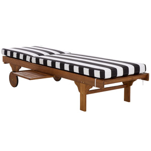 Safavieh Newport Lounge Chair - Stylish Black Stripe Design For Ultimate Comfort In Any Outdoor Space Natural ,Black Stripe Acacia ,Polyester,Foam Pat7316e