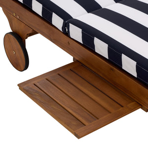 Safavieh Newport Lounge Chair - Stylish Black Stripe Design For Ultimate Comfort In Any Outdoor Space Natural ,Navy Striped Acacia ,Polyester,Foam Pat7316f