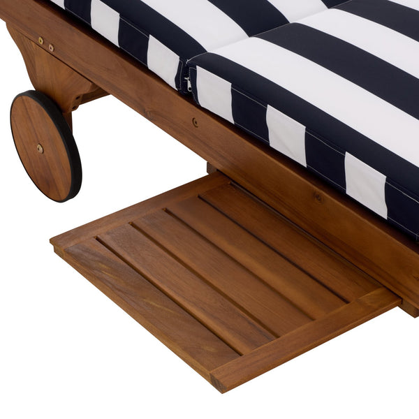 Safavieh Newport Lounge Chair - Stylish Black Stripe Design For Ultimate Comfort In Any Outdoor Space Natural ,Navy Striped Acacia ,Polyester,Foam Pat7316f