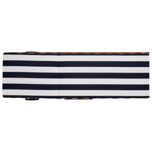 Safavieh Newport Lounge Chair - Stylish Black Stripe Design For Ultimate Comfort In Any Outdoor Space Natural ,Navy Striped Acacia ,Polyester,Foam Pat7316f