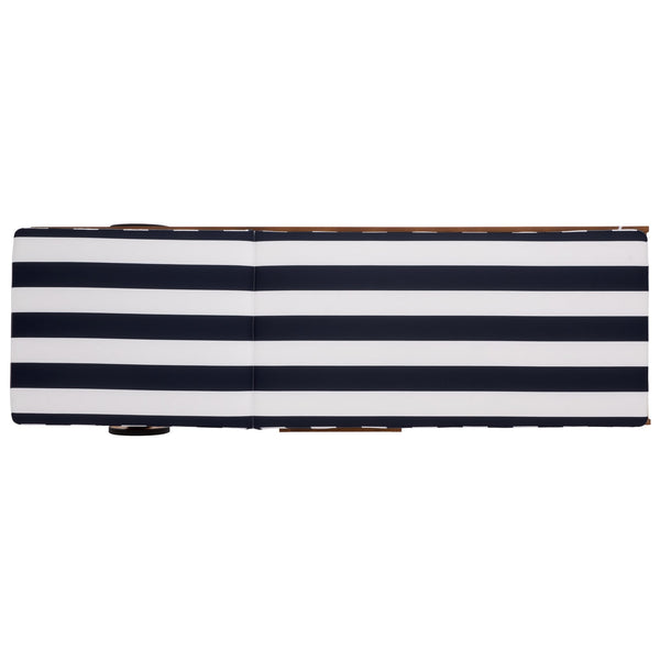 Safavieh Newport Lounge Chair - Stylish Black Stripe Design For Ultimate Comfort In Any Outdoor Space Natural ,Navy Striped Acacia ,Polyester,Foam Pat7316f