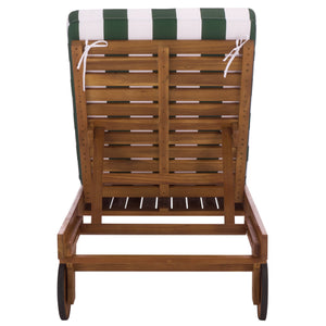 Safavieh Newport Lounge Chair - Stylish Black Stripe Design For Ultimate Comfort In Any Outdoor Space Natural ,Hunter Green Stripe Acacia ,Polyester,Foam Pat7316h