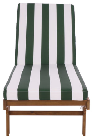 Safavieh Newport Lounge Chair - Stylish Black Stripe Design For Ultimate Comfort In Any Outdoor Space Natural ,Hunter Green Stripe Acacia ,Polyester,Foam Pat7316h