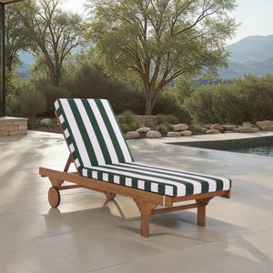 Safavieh Newport Lounge Chair - Stylish Black Stripe Design For Ultimate Comfort In Any Outdoor Space Natural ,Hunter Green Stripe Acacia ,Polyester,Foam Pat7316h