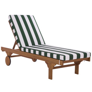 Safavieh Newport Lounge Chair - Stylish Black Stripe Design For Ultimate Comfort In Any Outdoor Space Natural ,Hunter Green Stripe Acacia ,Polyester,Foam Pat7316h