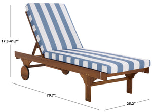 Safavieh Newport Lounge Chair - Stylish Black Stripe Design For Ultimate Comfort In Any Outdoor Space Natural ,Baby Blue Stripe Acacia ,Polyester,Foam Pat7316u
