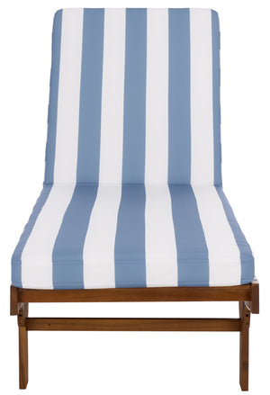 Safavieh Newport Lounge Chair - Stylish Black Stripe Design For Ultimate Comfort In Any Outdoor Space Natural ,Baby Blue Stripe Acacia ,Polyester,Foam Pat7316u
