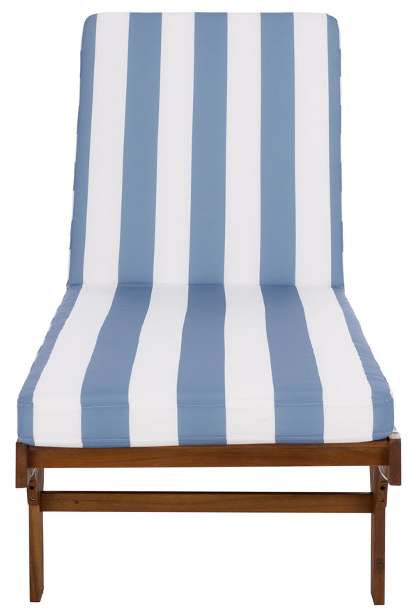 Safavieh Newport Lounge Chair - Stylish Black Stripe Design For Ultimate Comfort In Any Outdoor Space Natural ,Baby Blue Stripe Acacia ,Polyester,Foam Pat7316u